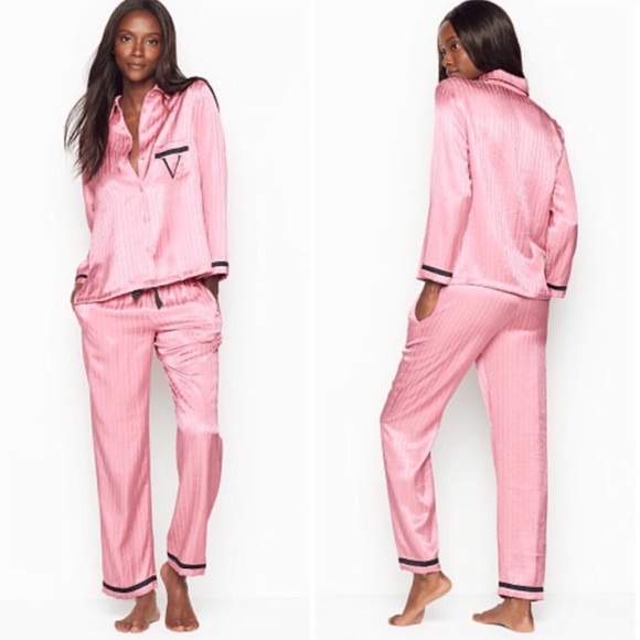 Victoria's Secret Other - Victoria’s Secret Pink Satin Pajama Set Large